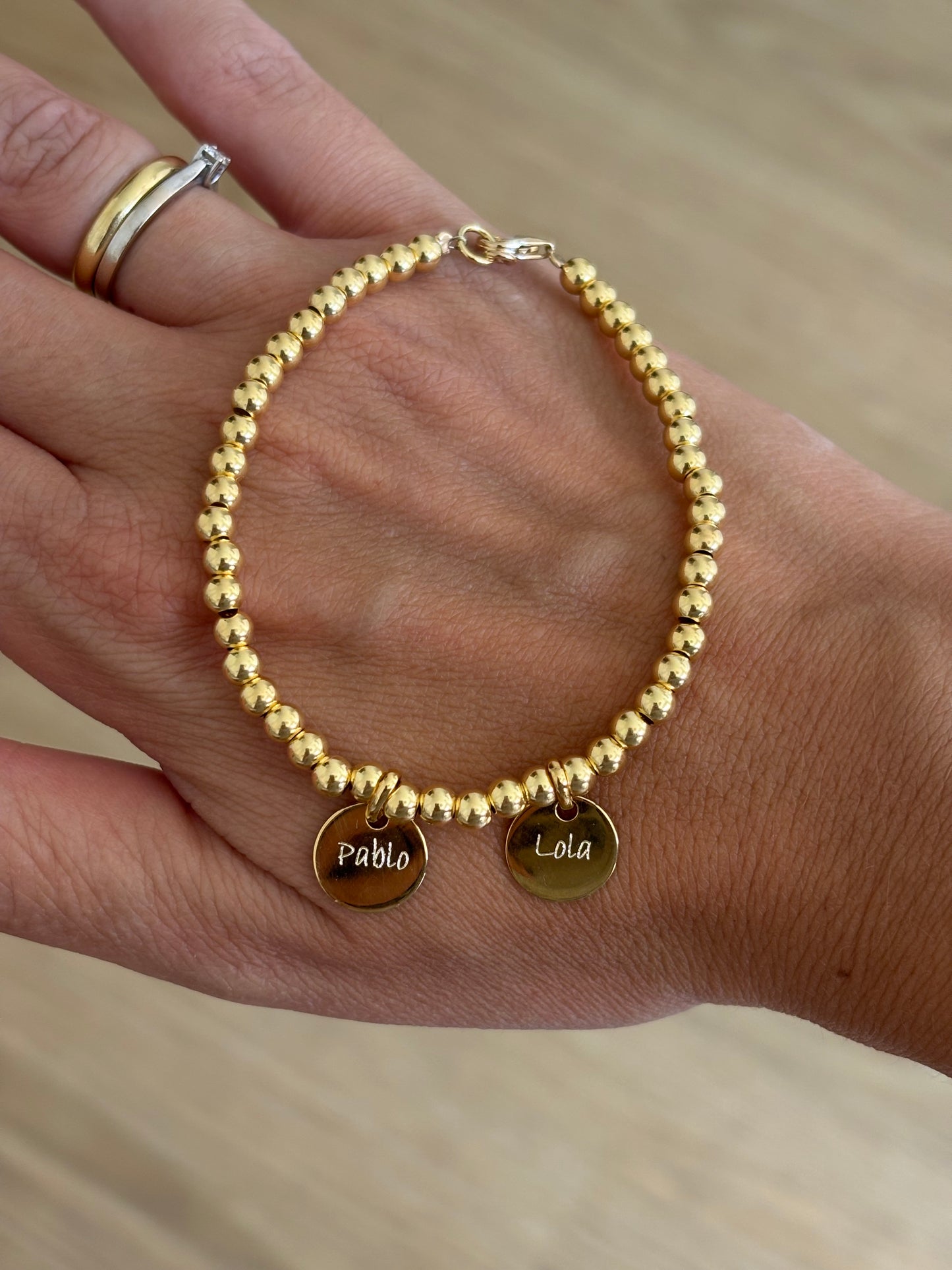 Pulsera de plata, 925 chapada en oro + 1 medalla