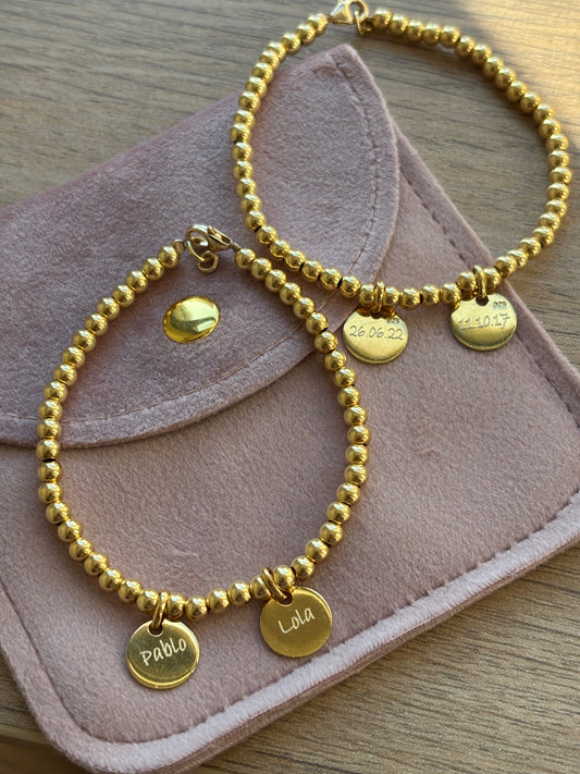 Pulsera de plata, 925 chapada en oro + 1 medalla