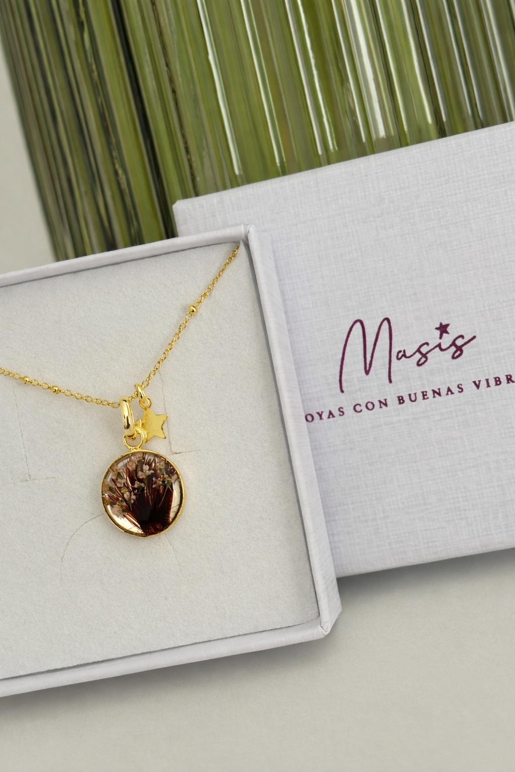 Joya Memorial con pelo en baño de oro