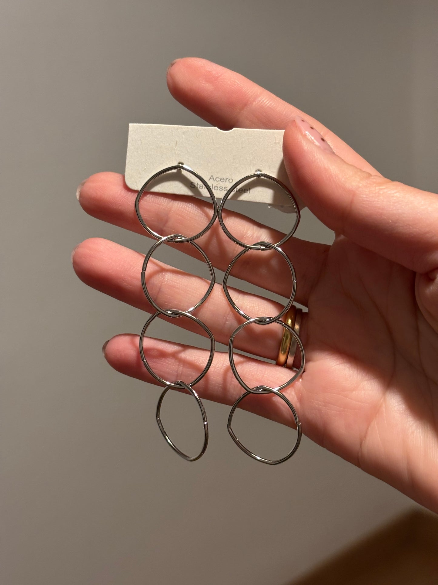 Pendiente acero inoxidable plateado