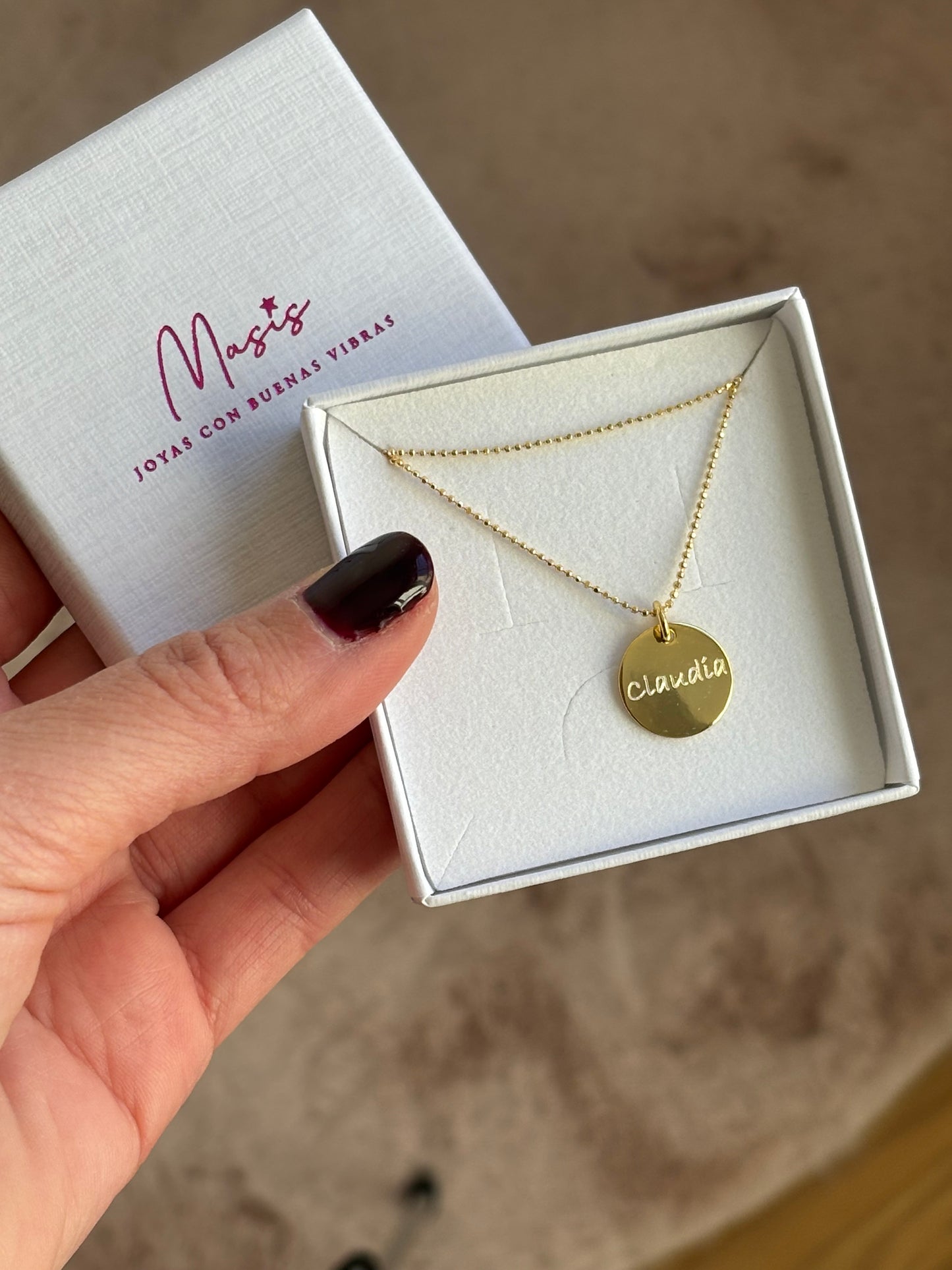 Gargantilla medalla 15mm plata chapada