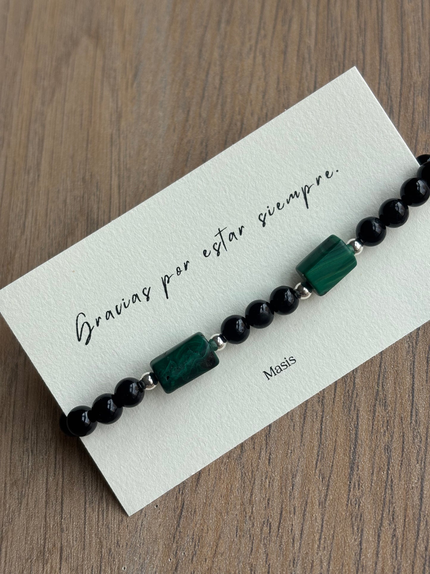 Pulsera Malaquita + Turmalina