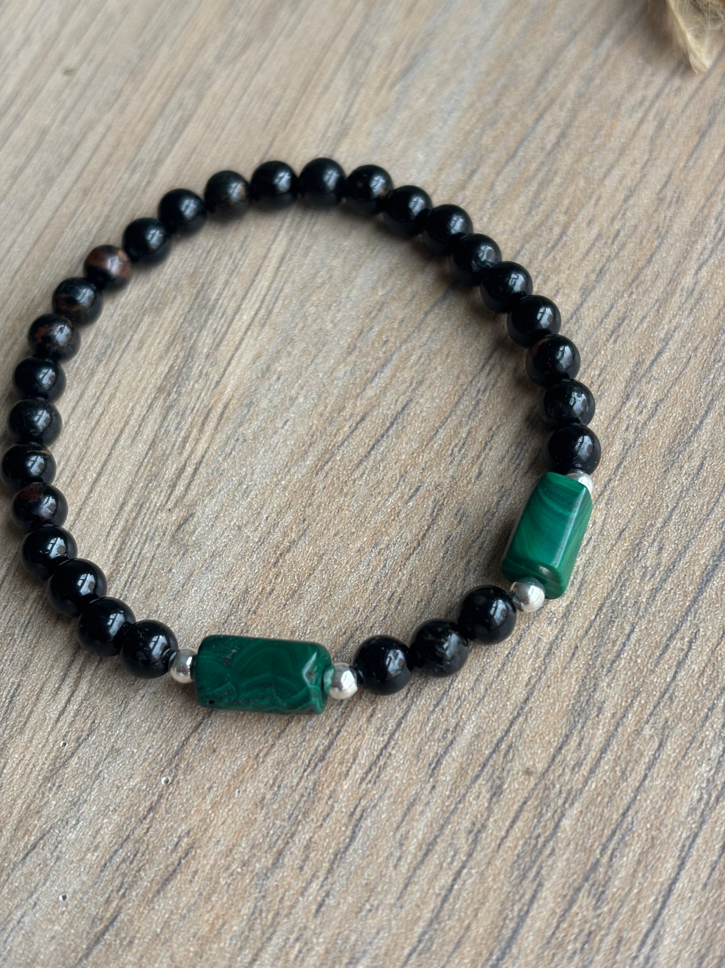 Pulsera Malaquita + Turmalina