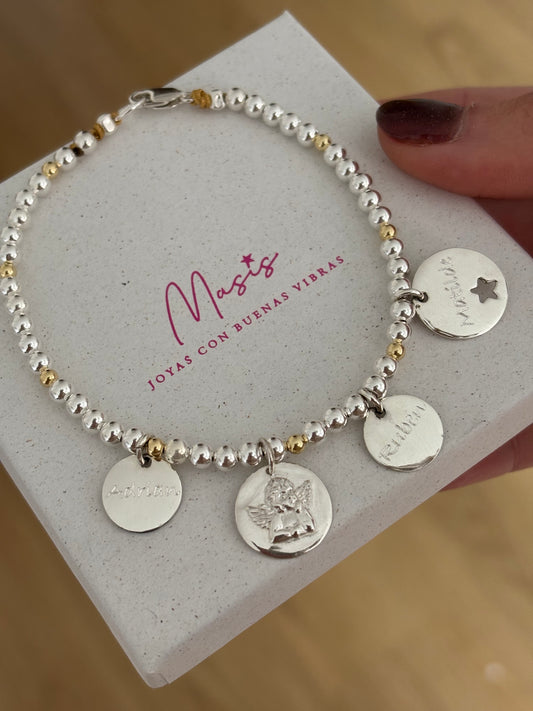 Base de pulsera mix oro chapado y plata 925