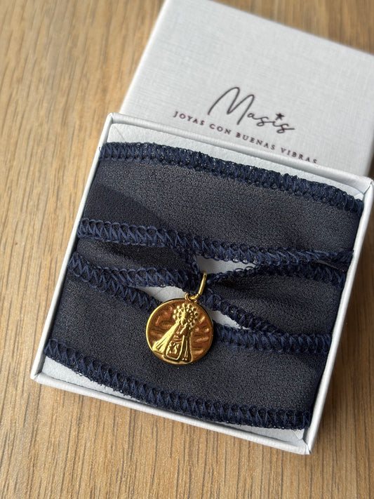 Cinta de seda con medalla de la Mare de Déu