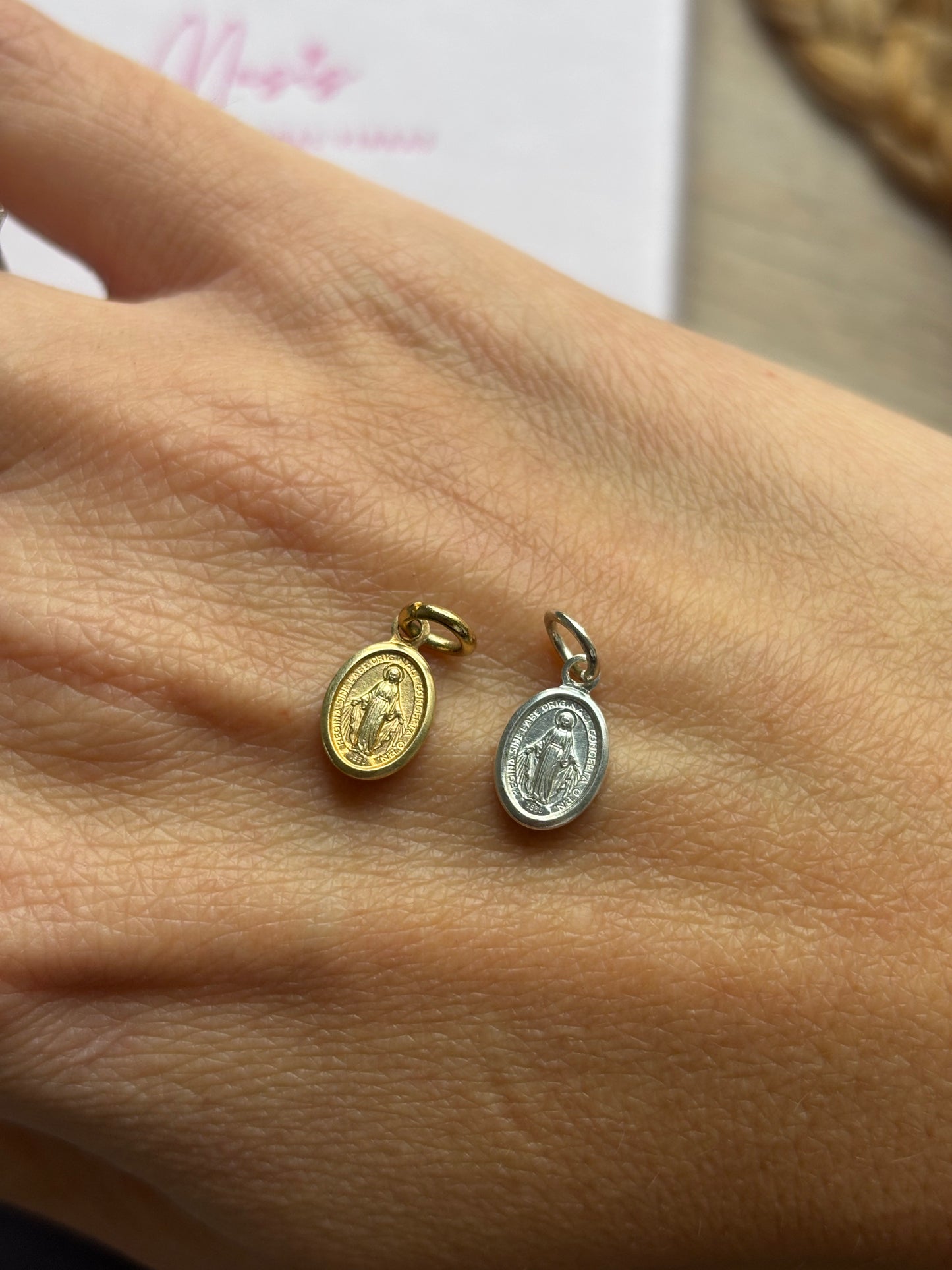 Mini medalla de la milagrosa en plata, 925