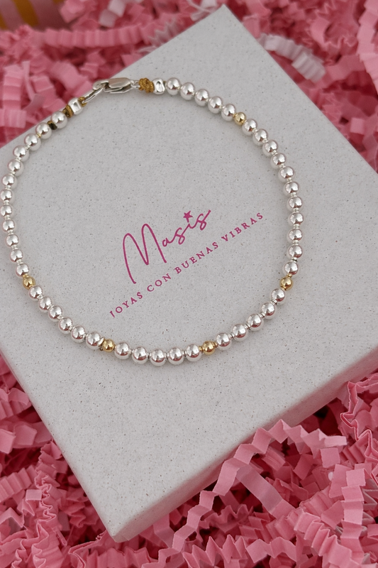 Base de pulsera mix oro chapado y plata 925