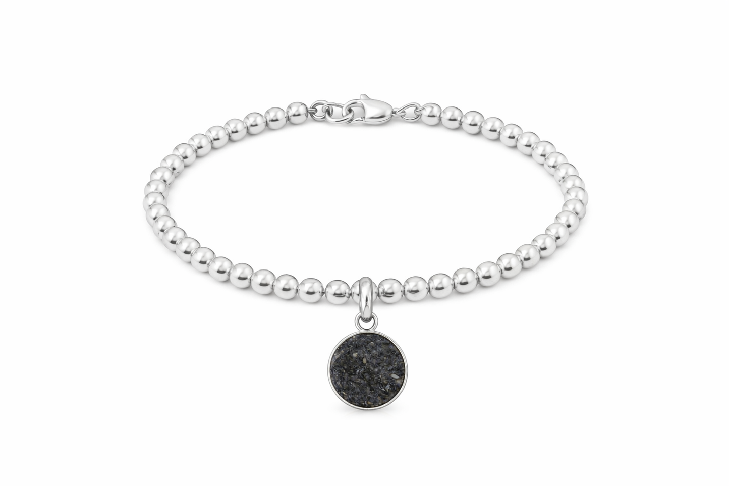 Pulsera de Bolas de Plata 925 con Medalla Memorial (Cenizas)